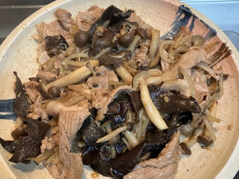 豚肉&木耳&もやし&しめじの中華炒め^_^